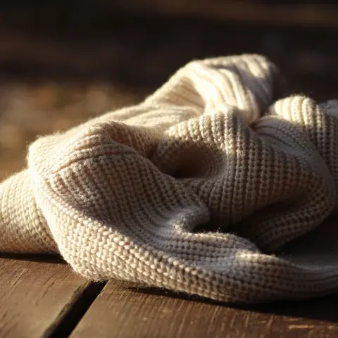 Plaid en grosse maille beige